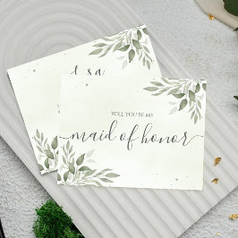 Modern Sage Greenery Maid Of Honor Proposal Card Save The Date