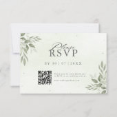 Modern Sage Greenery QR Code Save the Date  (Voorkant)
