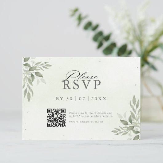 Modern Sage Greenery QR Code Save the Date  (Staand voorkant)