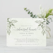Modern Sage Greenery Rehearsal Dinner Invitation Kaart (Staand voorkant)