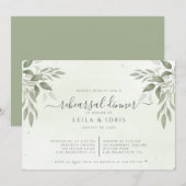 Modern Sage Greenery Rehearsal Dinner Invitation Kaart (Voorkant / Achterkant)