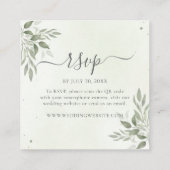 Modern Sage Greenery Square QR Code RSVP  Informatiekaartje (Achterkant)