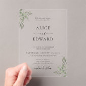 Modern Sage Greenery Wedding Acrylic Invitation Acryl Uitnodigingen (Insitu (Draagbaar))