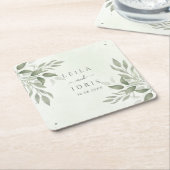 Modern Sage Greenery Wedding Coasters Kartonnen Onderzetters (Schuin)