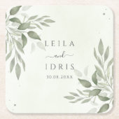 Modern Sage Greenery Wedding Coasters Kartonnen Onderzetters (Voorkant)