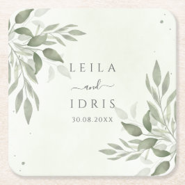 Modern Sage Greenery Wedding Coasters Kartonnen Onderzetters