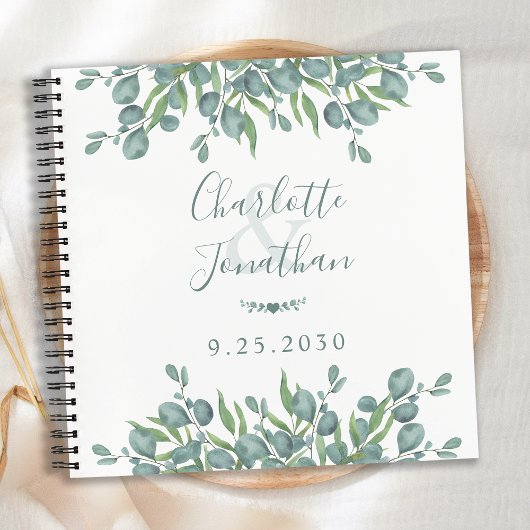 Modern Sage Greenery Wedding Guest Book Notitieboek