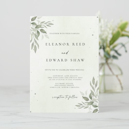 Modern Sage Greenery Wedding Invitation Card Save The Date (Staand voorkant)