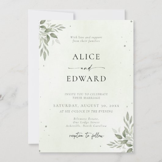 Modern Sage Greenery Wedding Invitation Card Save The Date (Voorkant)