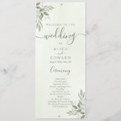 Modern Sage Greenery Wedding Program Car Programmakaart (Voorkant)