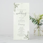 Modern Sage Greenery Wedding Program Car Programmakaart (Staand voorkant)