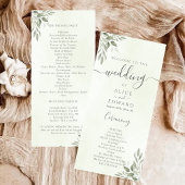 Modern Sage Greenery Wedding Program Car Programmakaart