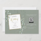 Modern Sage Greenery Wedding QR Code RSVP Kaart (Voorkant)