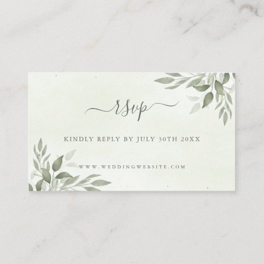 Modern Sage Greenery Wedding RSVP Enclosure Card Informatiekaartje (Achterkant)