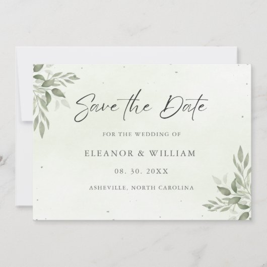 Modern Sage Greenery Wedding Save the Date Card (Voorkant)