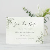Modern Sage Greenery Wedding Save the Date Card (Staand voorkant)