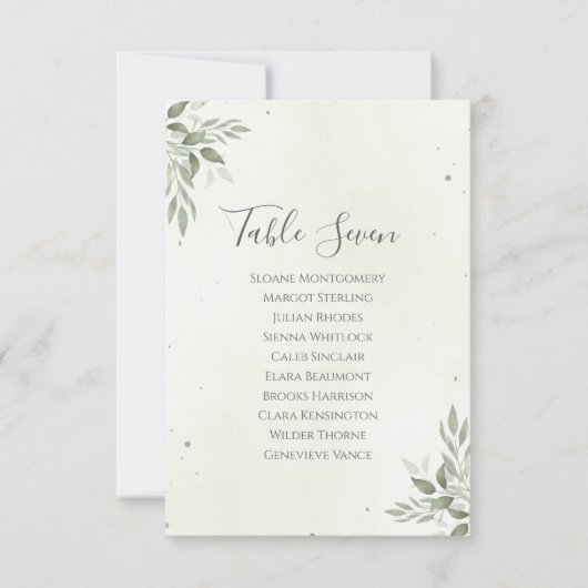 Modern Sage Greenery Wedding Seating Plan Card Kaart (Voorkant)