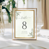Modern Sage Greenery Wedding Table Numbers Kaart