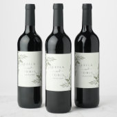 Modern Sage Greenery Wedding Wine Bottle Label Wijn Etiket (Flessen)