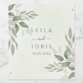 Modern Sage Greenery Wedding Wine Bottle Label Wijn Etiket (Enkel label)