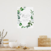Modern Sage Greenery Wreath Floral Wedding Welkom Poster (Keuken)