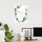 Modern Sage Greenery Wreath Floral Wedding Welkom Poster (Thuiskantoor)