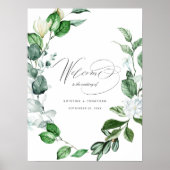 Modern Sage Greenery Wreath Floral Wedding Welkom Poster (Voorkant)