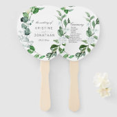 Modern Sage Greenery Wreath White Floral Wedding Handwaaier (Voorkant en achterkant)