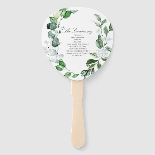 Modern Sage Greenery Wreath White Floral Wedding Handwaaier (Achterkant)