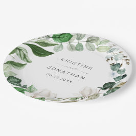 Modern Sage Greenery Wreath White Floral Wedding Papieren Bordje