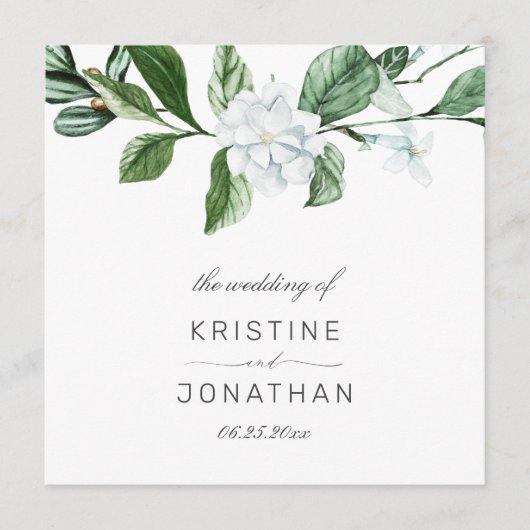 Modern Sage Greenery Wreath White Floral Wedding Programmakaart (Voorkant)