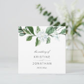 Modern Sage Greenery Wreath White Floral Wedding Programmakaart (Staand voorkant)