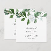 Modern Sage Greenery Wreath White Floral Wedding Programmakaart (Voorkant / Achterkant)