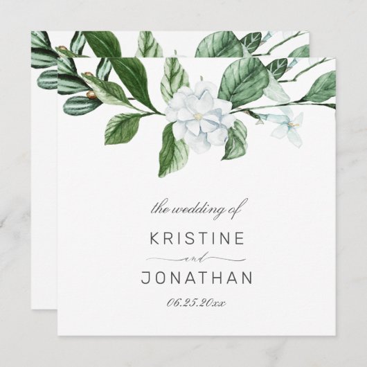 Modern Sage Greenery Wreath White Floral Wedding Programmakaart (Voorkant / Achterkant)