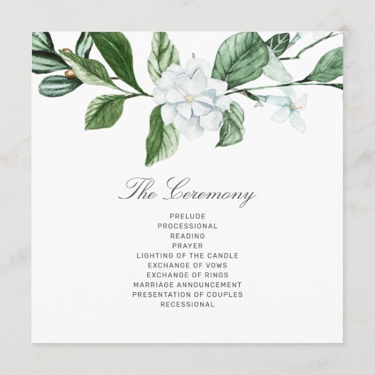 Modern Sage Greenery Wreath White Floral Wedding Programmakaart (Achterkant)