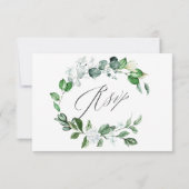 Modern Sage Greenery Wreath White Floral Wedding RSVP Kaartje (Achterkant)