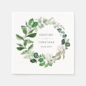 Modern Sage Greenery Wreath White Floral Wedding Servet (Voorkant)