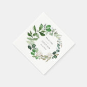 Modern Sage Greenery Wreath White Floral Wedding Servet (Hoek)