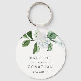 Modern Sage Greenery Wreath White Floral Wedding Sleutelhanger