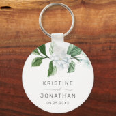 Modern Sage Greenery Wreath White Floral Wedding Sleutelhanger (Voorkant)