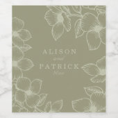 Modern Sage GreenFloral Wijn Etiket (Enkel label)