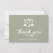 Modern Sage Groen Baby shower Bedankkaart (Voorkant)