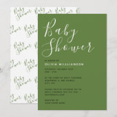 Modern Sage Groen Baby shower Kaart (Voorkant / Achterkant)