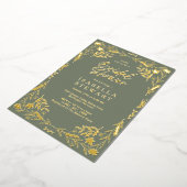 Modern Sage Groen Chic Boho Bloemen Vrijgezellenfe Folie Uitnodiging (Gedraaid)