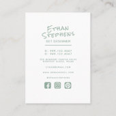 Modern Sage Groen Eenvoudige Hand Lettered Minimal Visitekaartje (Achterkant)