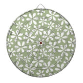 Modern Sage Groen en Wit Eenvoudig Bloempatroon Dartbord (Voorkant)