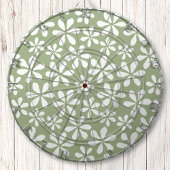 Modern Sage Groen en Wit Eenvoudig Bloempatroon Dartbord