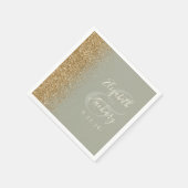 Modern Sage Groen Goud Glitter Bruiloft Servet (Hoek)