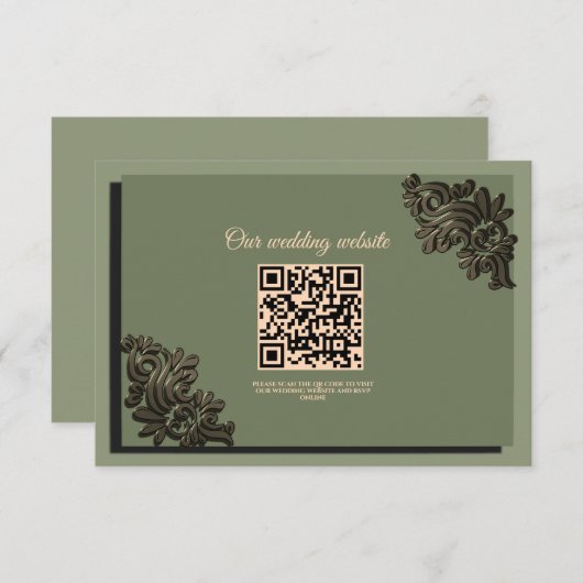 Modern Sage groen & goud klassieker Luxe Informatiekaartje (Voorkant / Achterkant)