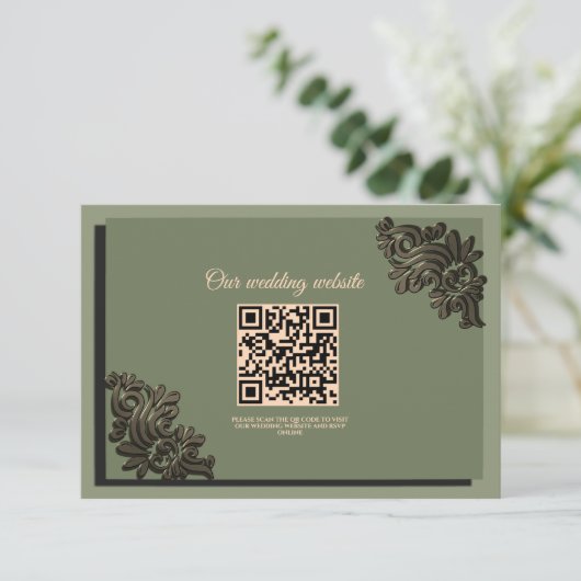 Modern Sage groen & goud klassieker Luxe Informatiekaartje (Staand voorkant)